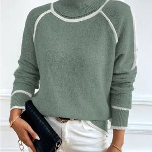 Women's Green Turtleneck Sweater